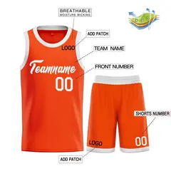 Orange White Heal Basketball Jersey Uniform Set 3