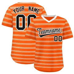 Orange White Horizontal Stripe Pullover Baseball Jersey 1