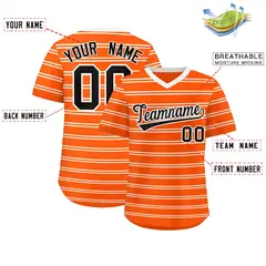 Orange White Horizontal Stripe Pullover Baseball Jersey 2