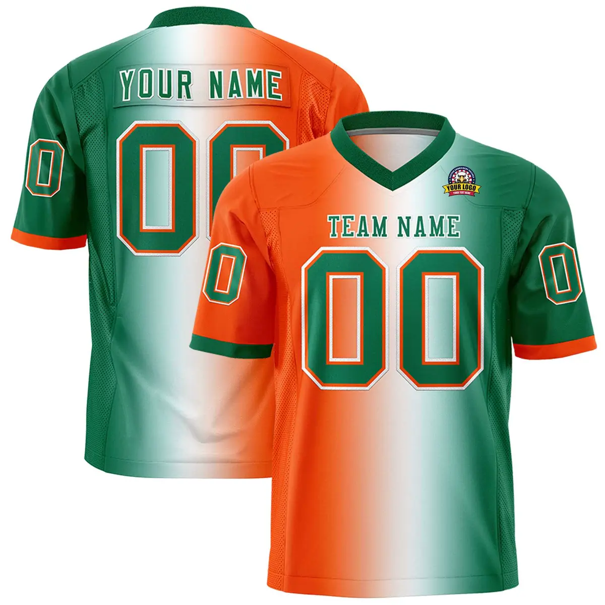 Orange White-Kelly Green Gradient Fashion Football Jersey