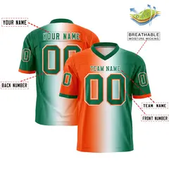 Orange White-Kelly Green Gradient Fashion Football Jersey 2