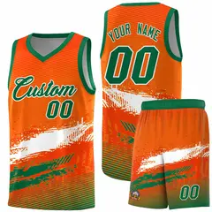 Orange White Kelly Green Graffiti Basketball Jersey