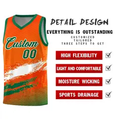 Orange White Kelly Green Graffiti Basketball Jersey 2