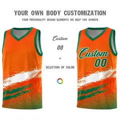 Orange White Kelly Green Graffiti Basketball Jersey 3