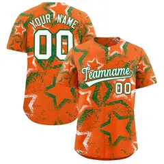 Orange White Kelly Green Graffiti Star Ink Baseball Jersey 1