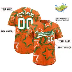 Orange White Kelly Green Graffiti Star Ink Baseball Jersey 2