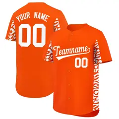 Orange White Leopard Graffiti Side Design Baseball Jersey 1