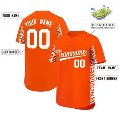 Orange White Leopard Graffiti Side Design Baseball Jersey 2