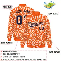Orange White Leopard Graffiti Varsity Letterman Baseball Jacket 2