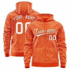 Orange White Leopard Print Varsity Letterman Jacket Hoodie