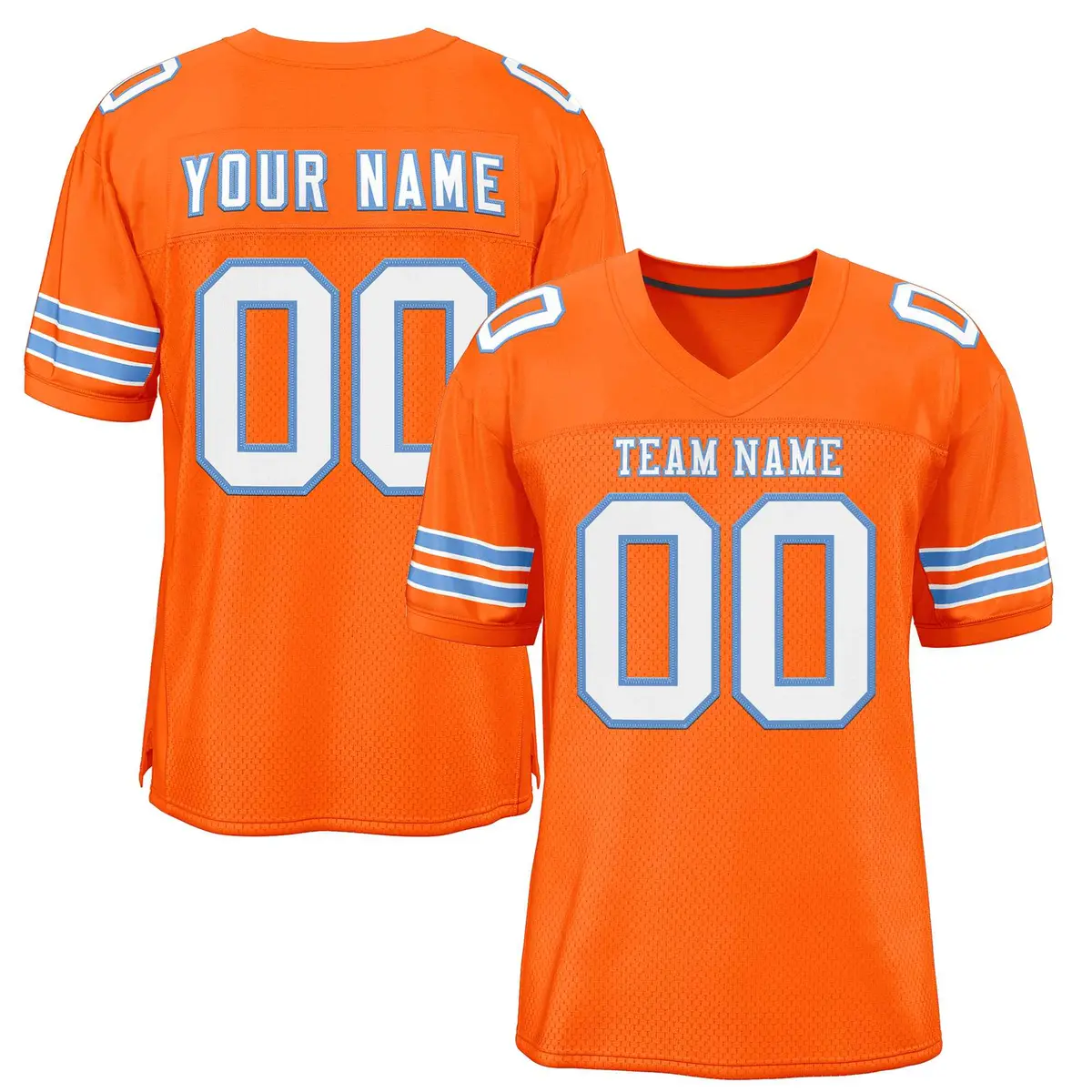 Orange White-Light Blue Football Jersey