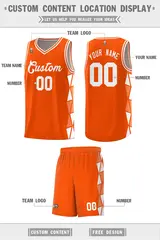Orange White-Light Orange Triangle Splicing Basketball Jersey 2