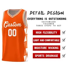 Orange White-Light Orange Triangle Splicing Basketball Jersey 4