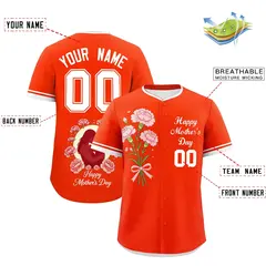 Orange White Mother's Day Baseball Jersey 2