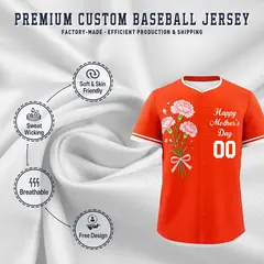Orange White Mother's Day Baseball Jersey 3