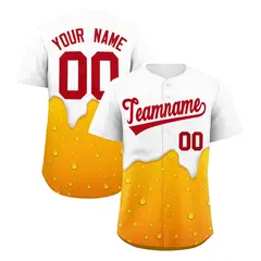 Orange White National Beer Day Beer Pattern Baseball Jersey