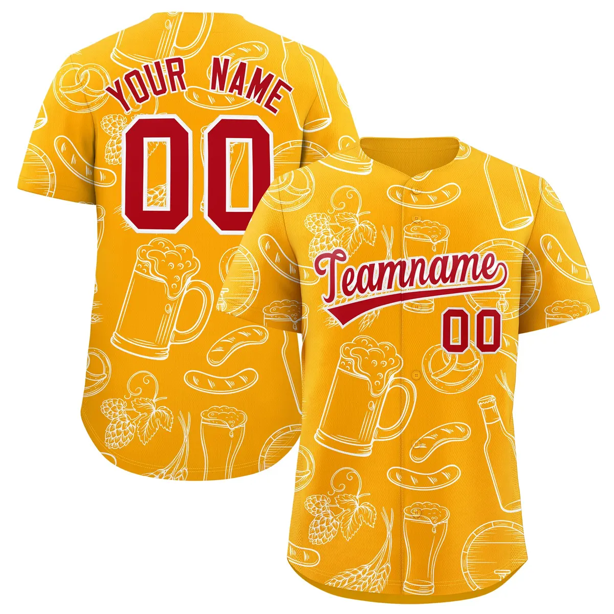 Orange White National Beer Day Beer Pattern Baseball Jersey