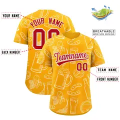 Orange White National Beer Day Beer Pattern Baseball Jersey 3