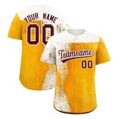 Orange White National Beer Day Beer Pattern Baseball Jersey