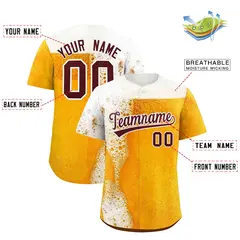 Orange White National Beer Day Beer Pattern Baseball Jersey 2