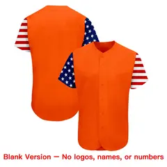 Orange White-Navy American Flag Baseball Jersey 7