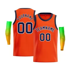 Orange White-Navy Classic Bull Men Casual Basketball Jersey 1
