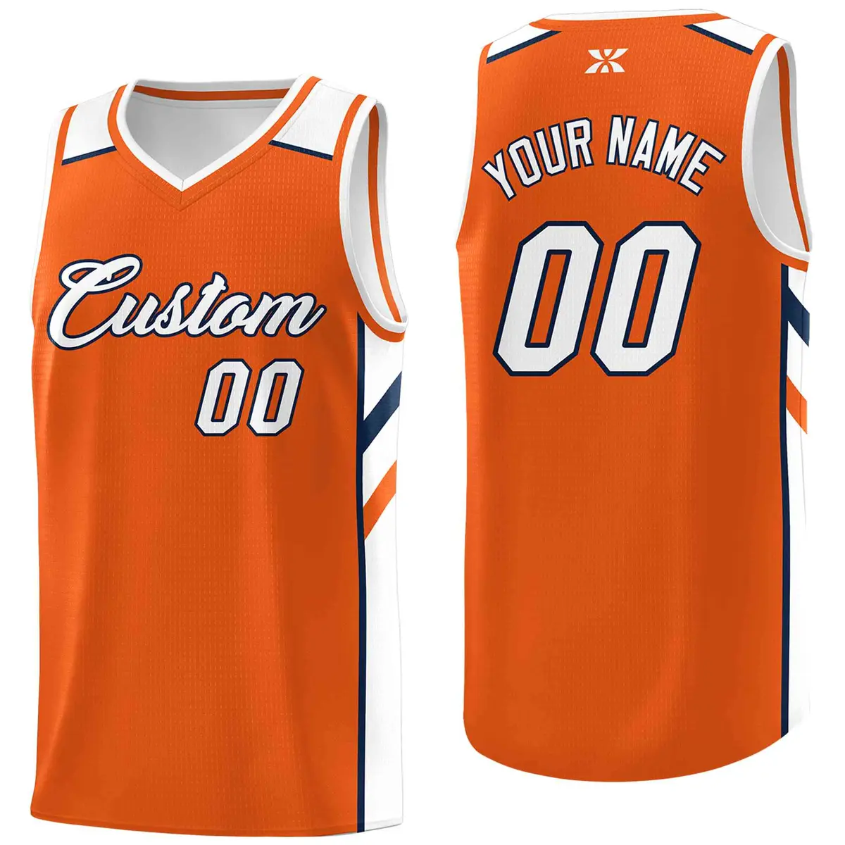 Orange White-Navy Classic Mesh Sport Basketball Jersey