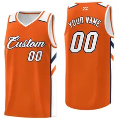 Orange White-Navy Classic Mesh Sport Basketball Jersey