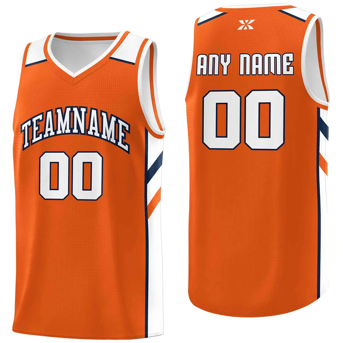 Orange White-Navy Classic Mesh Sport Basketball Jersey