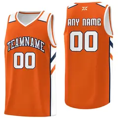 Orange White-Navy Classic Mesh Sport Basketball Jersey 1