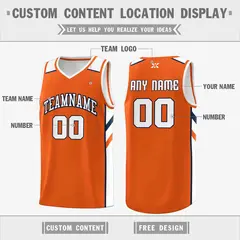 Orange White-Navy Classic Mesh Sport Basketball Jersey 2