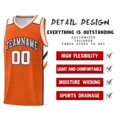 Orange White-Navy Classic Mesh Sport Basketball Jersey 4