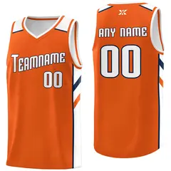 Orange White-Navy Classic Mesh Sport Basketball Jersey