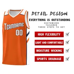 Orange White-Navy Classic Mesh Sport Basketball Jersey 4