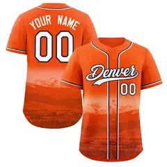 Orange White-Navy Denver City Skyline Baseball Jersey