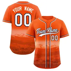 Orange White-Navy Denver City Skyline Baseball Jersey