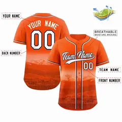 Orange White-Navy Denver City Skyline Baseball Jersey 2