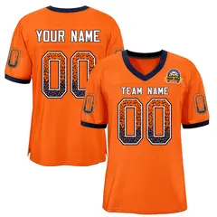 Orange White-Navy Drift Fashion Mesh Football Jersey 1