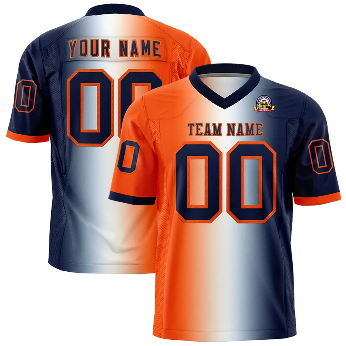 Orange White-Navy Gradient Fashion Authentic Football Jersey