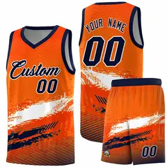 Orange White Navy Graffiti Basketball Jersey 1