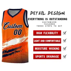 Orange White Navy Graffiti Basketball Jersey 2