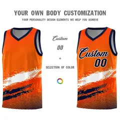 Orange White Navy Graffiti Basketball Jersey 3