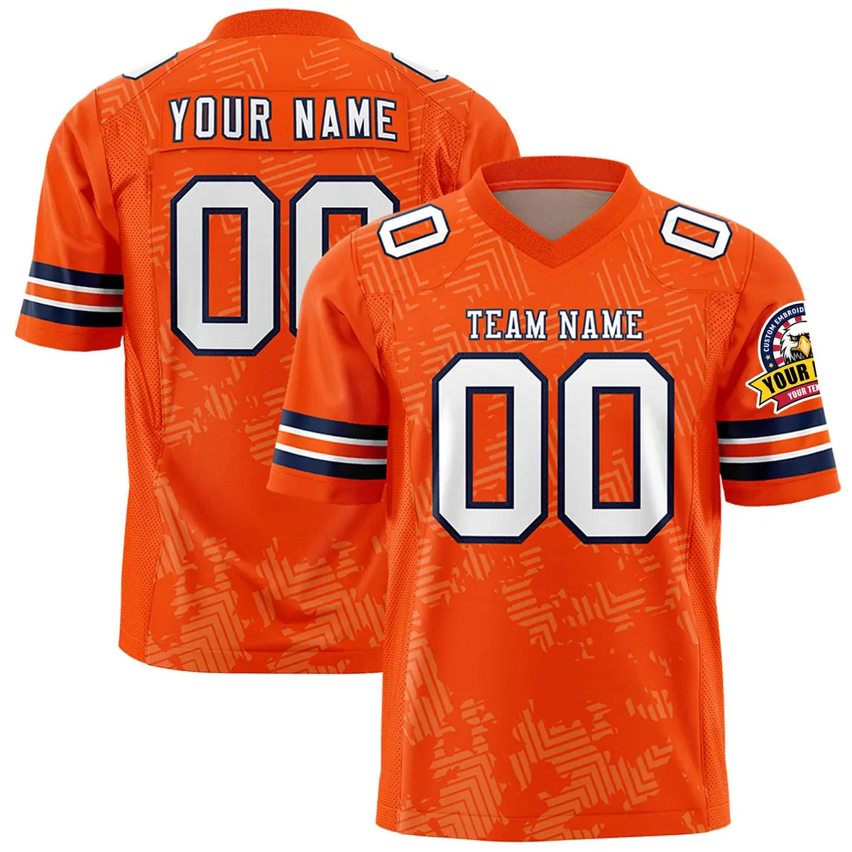 Orange White-Navy Graffiti Line Authentic Football Jersey