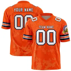 Orange White-Navy Graffiti Line Authentic Football Jersey 1