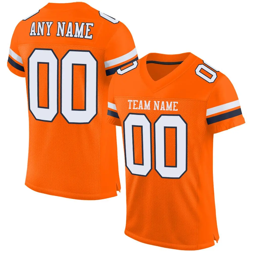 Orange White-Navy Mesh Football Jersey