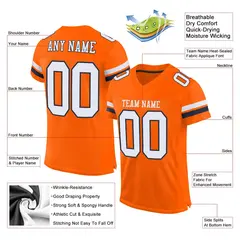 Orange White-Navy Mesh Football Jersey 2