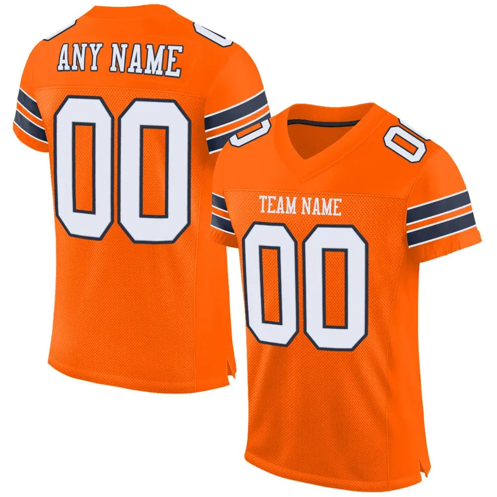 Orange White-Navy Mesh Football Jersey