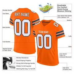 Orange White-Navy Mesh Football Jersey 2