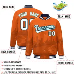 Orange White-Navy Miami City Skyline Varsity Full-Snap Track Jacket 2
