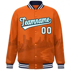 Orange White-Navy Miami City Skyline Varsity Full-Snap Track Jacket 3